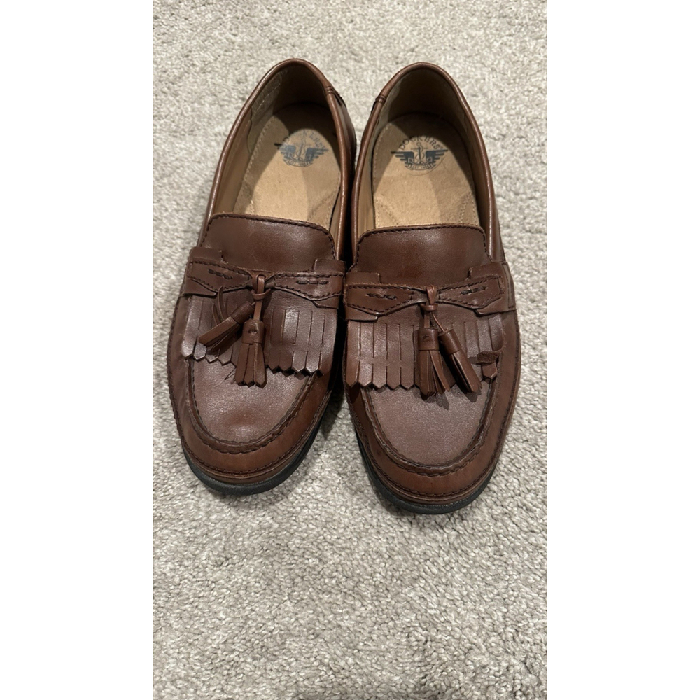 Dockers Flat Loafer Brown Leather Slip On Shoes Mens Size 8